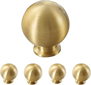 Flybath 5 Pack Ball Cabinet Knobs Solid Brass Kitchen Drawer Gold Pulls ...