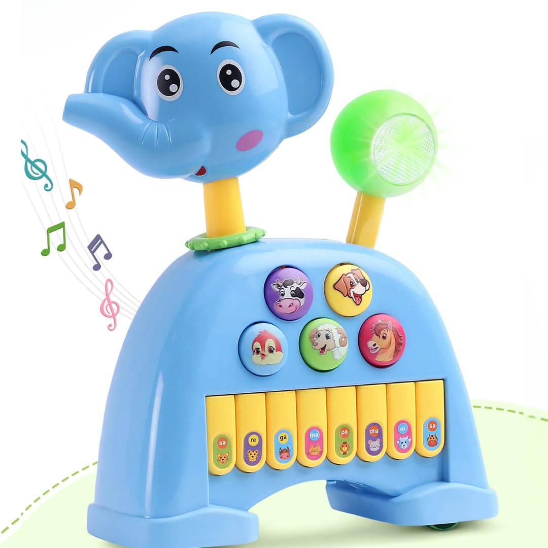 Storio Musical Light & Sound Elephant Piano with 5 Modes of Animal Sound (Colour May Vary)| Soothing Melodies| Interactive Modes| Spinning Wheel| Ideal Gifting Option-image-45