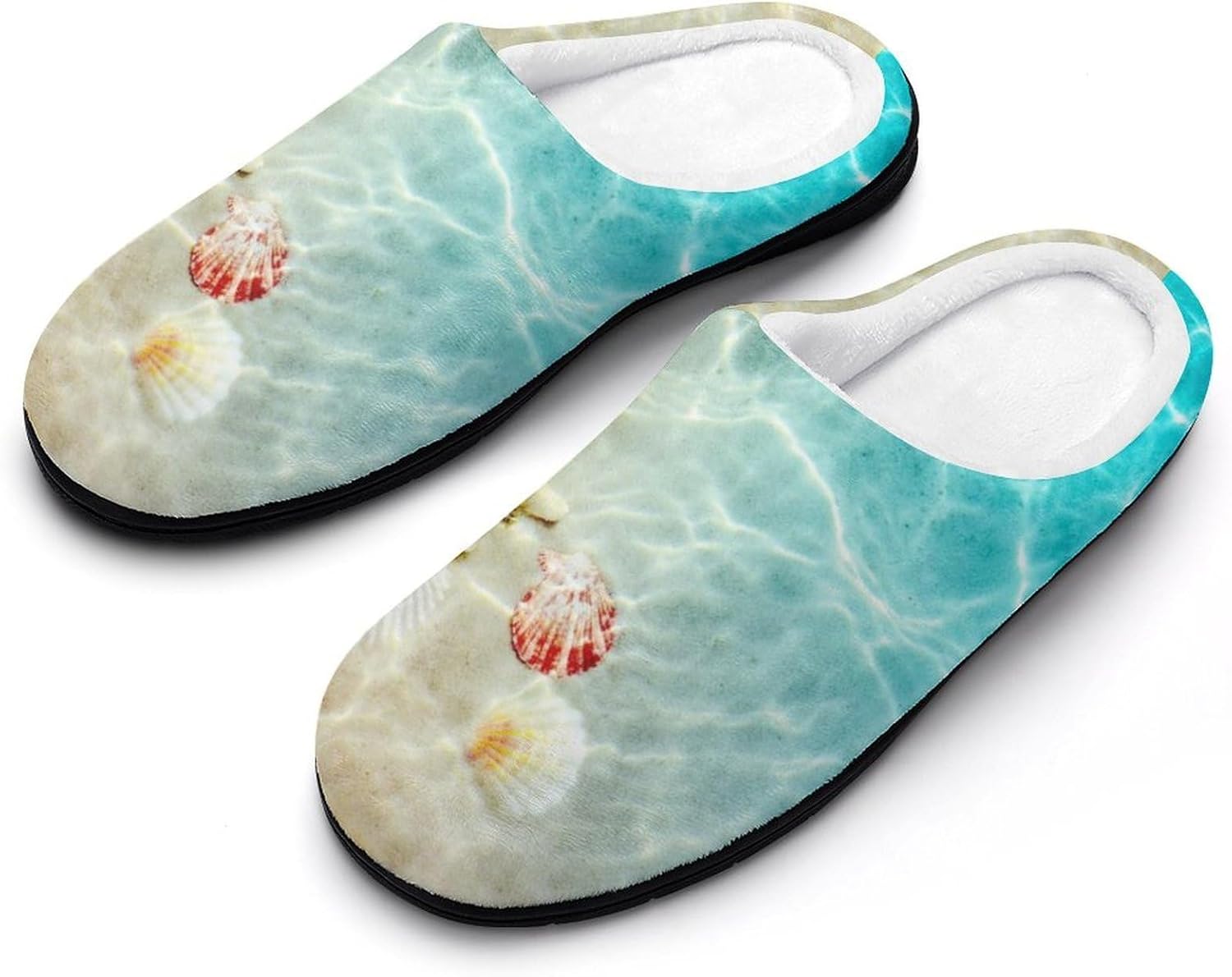 Starfish Coral And Seashell on Beach Women's House Slippers Memory Foam Warm Shoes Spa Rubber Sole Indoor Outdoor