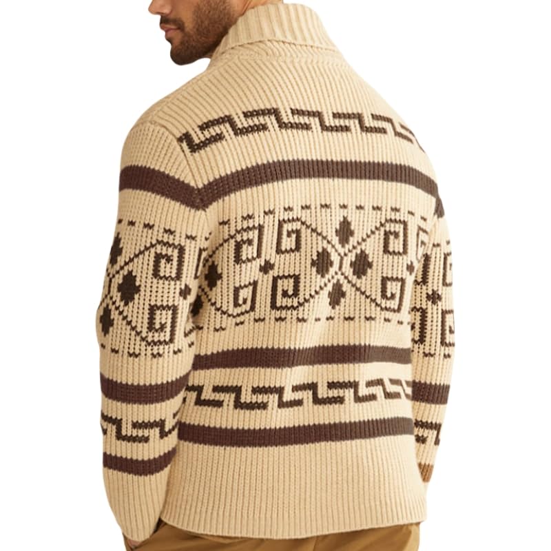 Mens Zip Up Sweater Grandpa Cardigan Shawl Collar Cable Knit Christmas Ugly Jacquard Cardigan Sweaters for Men2