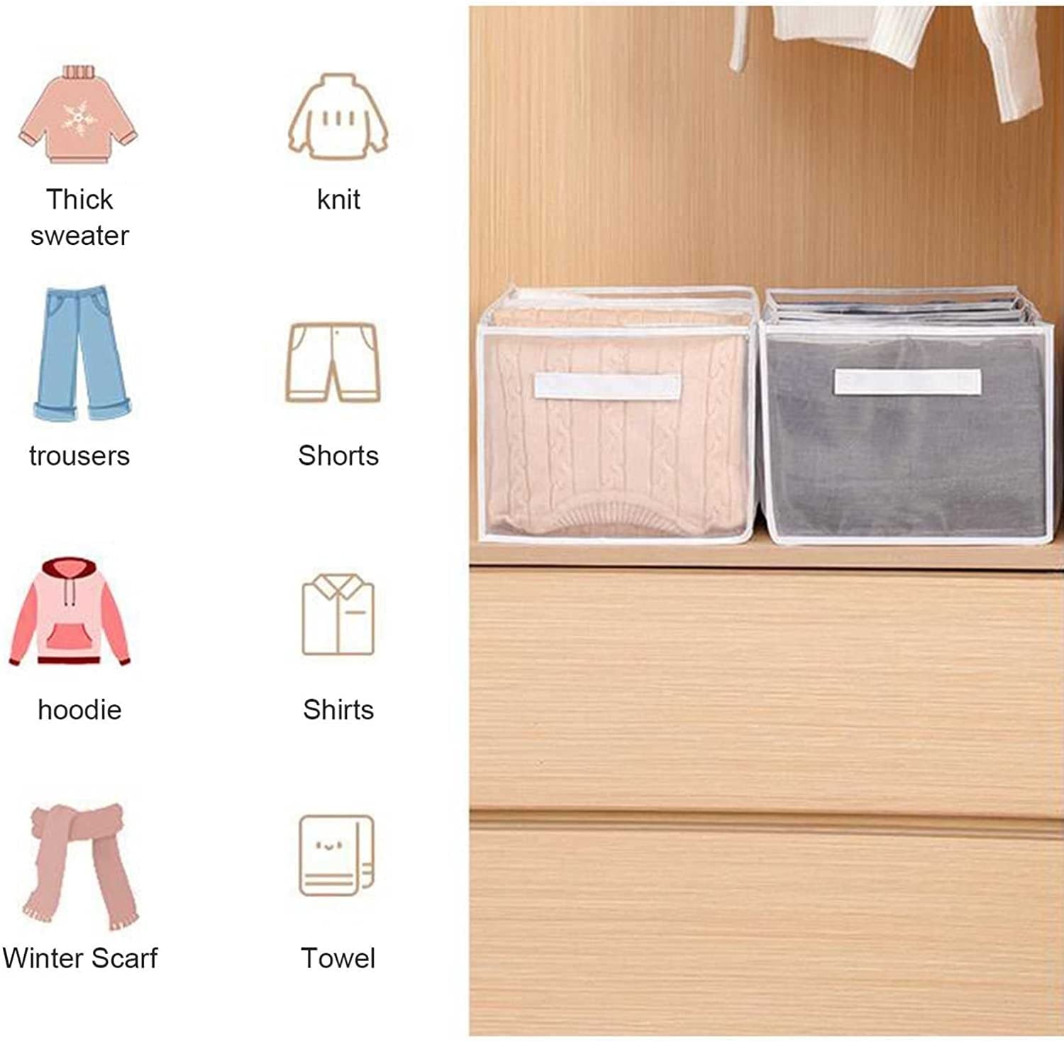 4 Piezas Caja De Almacenamiento con Compartimento para Vaqueros Organizador De Cajones De Armario Almacenamiento De Ropa De Armario De Malla Plegable para Sujetador Calcetines Camisetas