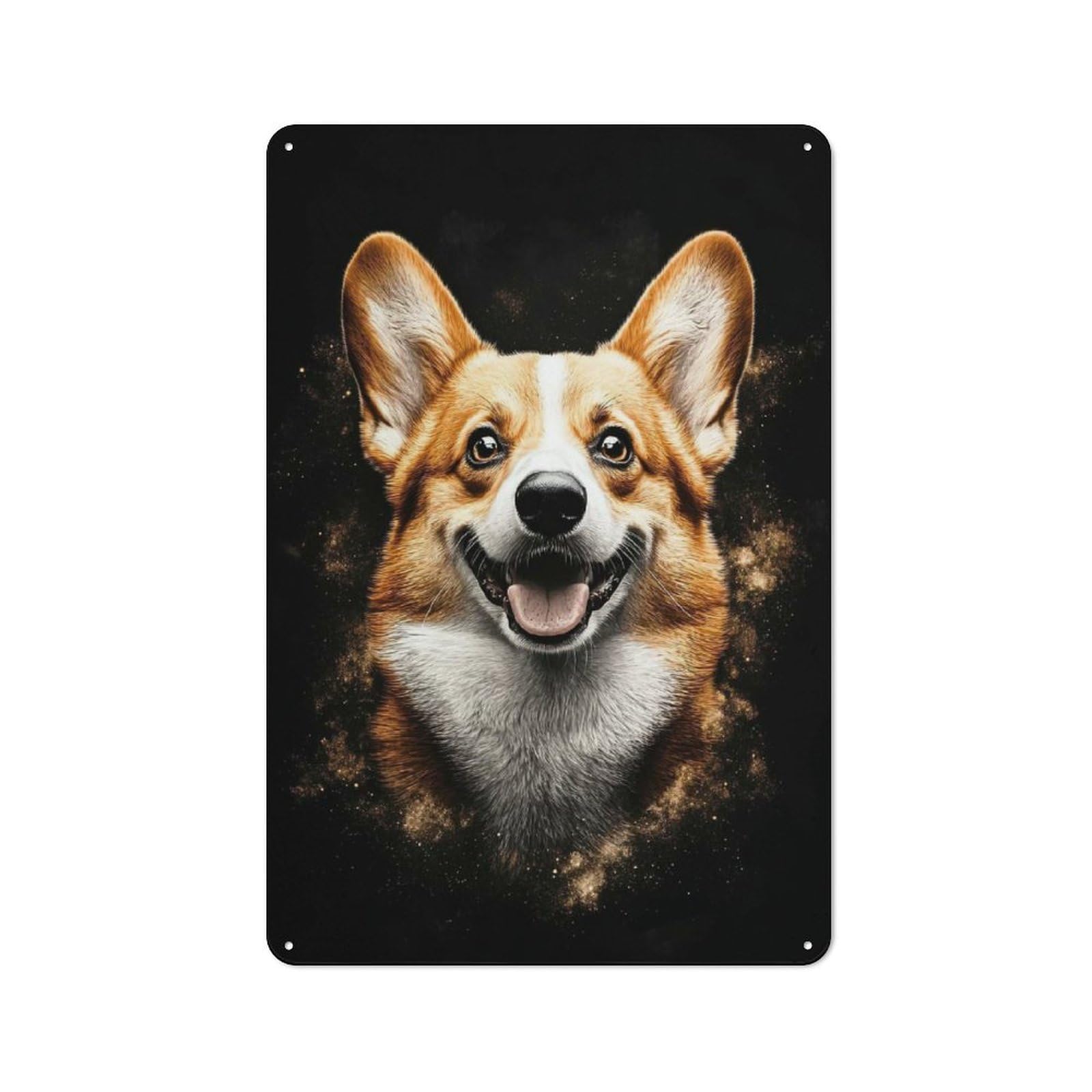 Junmoney Style-24 Metal Wall Sign 30X20cm Featuring Happy Corgi Dog Portrait Poster, Picture, Metal Print, Paint By Creed For Workshop Wall, For Room Styling Across Workshops And Hobby Rooms