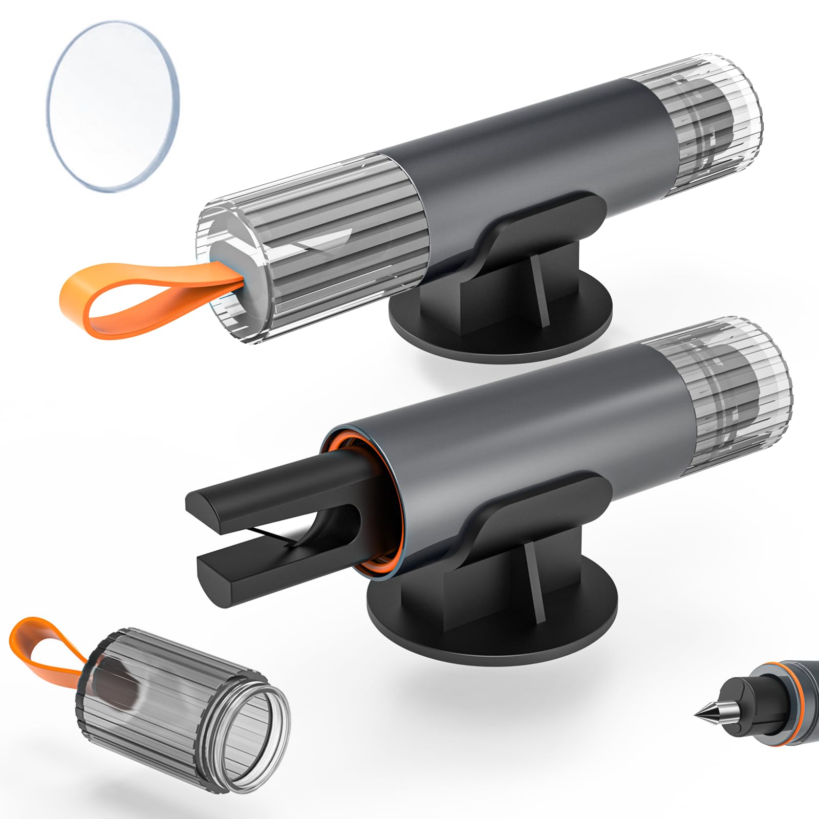 HOAMZ 3 in 1 Gurtschneider Notfallhammer, 2 Stück Notfallhammer Auto mit Gurtschneider，Nothammer mit Testglas zum Üben, Notfallhammer Auto mit Gurtschneider für Auto und Busse, Emergency Cartool