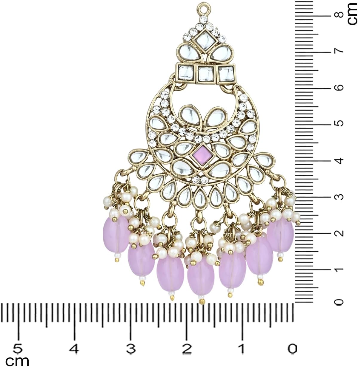 I Jewels Gold Plated Indian Wedding Bollywood Kundan Pearl Chandbali Earrings For Women