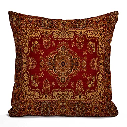 Tomda Rug Cushion Cover Vintage Retro Boho Pillow Case Bohemian Ornament Farmhouse Pillow Cover Cotton Linen Decorative Square Throw Pillow Cover 18x18 Inch for Sofa Couch Decoration 45x45cm