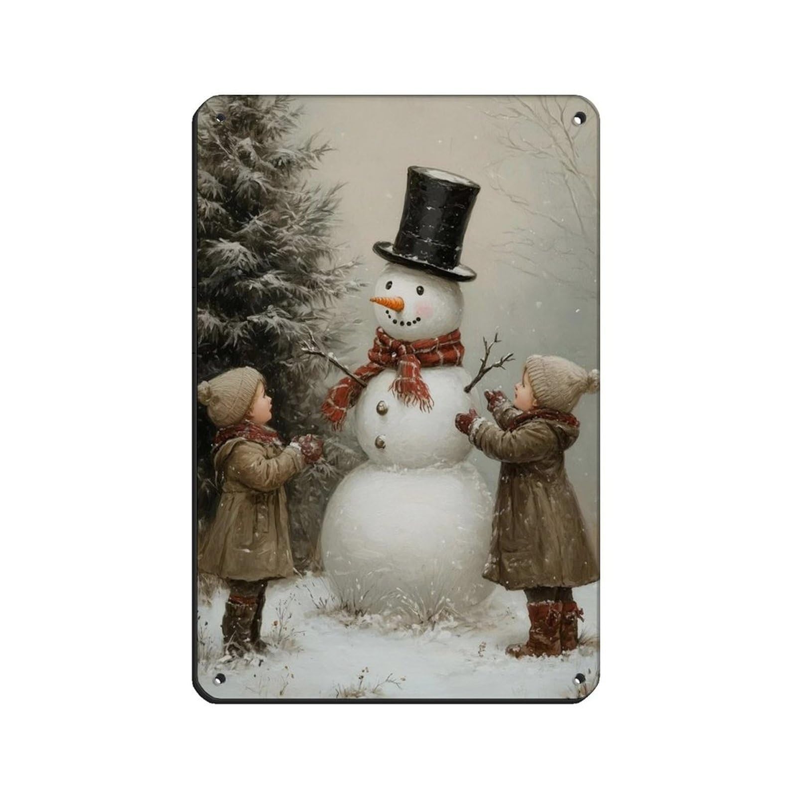 Vintage Snowman Decor, Farmhouse Rustic Winter Retro Poster Metal Tin Sign Chic Art Retro Iron Painting Bar People Cave Cafe Family Garage Poster Wall Decoration 8x12inch(20x30cm)