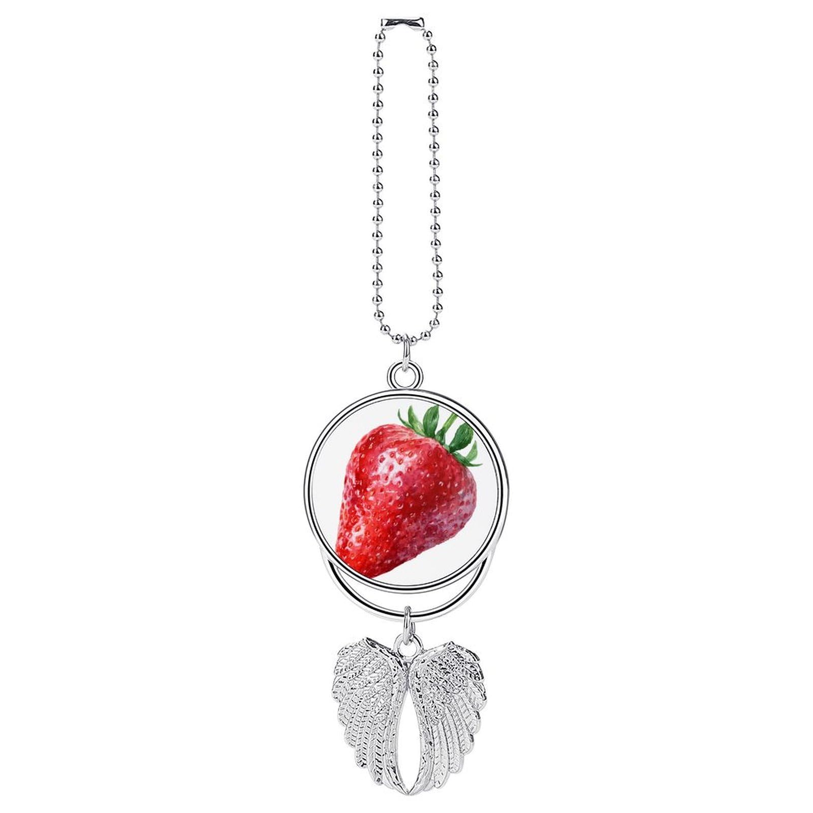 Watercolor A Ripe Strawberry Simple Fruit Car Hanging Pendant Car Interior Decoration Rearview Mirror Charms Ornaments