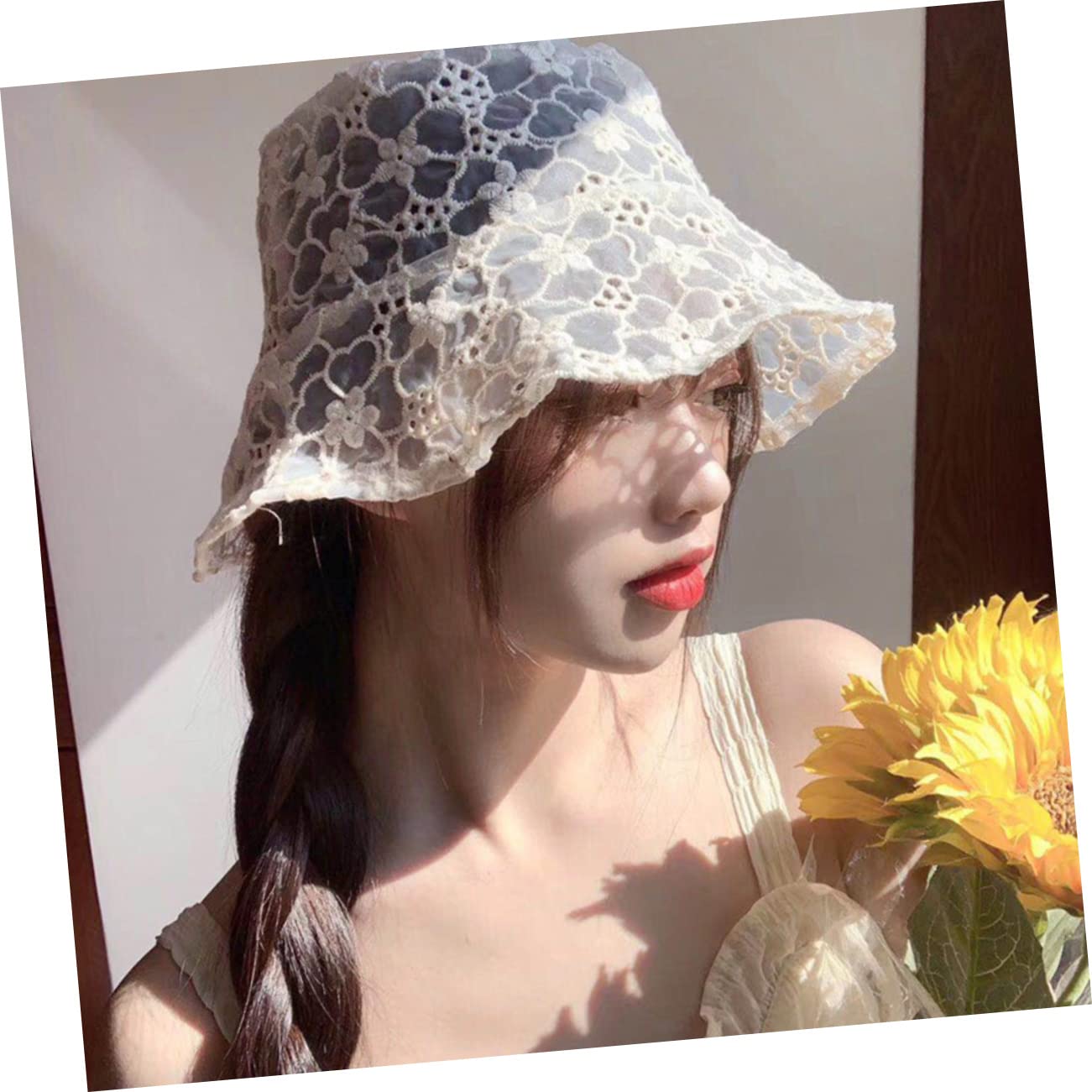 Healeved Lot De 3 en Dentelle pour Femmes Chapeaux Et Casquettes Chapeau De Plage Protection Solaire Protection UV De Pêcheur De Soleil pour Adulte Blanc