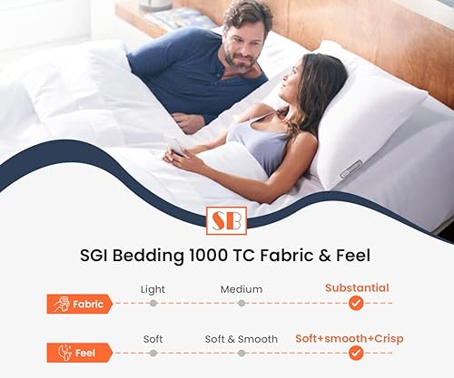Miniatura 7 de SGI bedding Juego de sábanas Cal King de 28 pulgadas, 100 % algodón egipcio, 1000 hilos, sábana superior flexible para cama ajustable, juego de