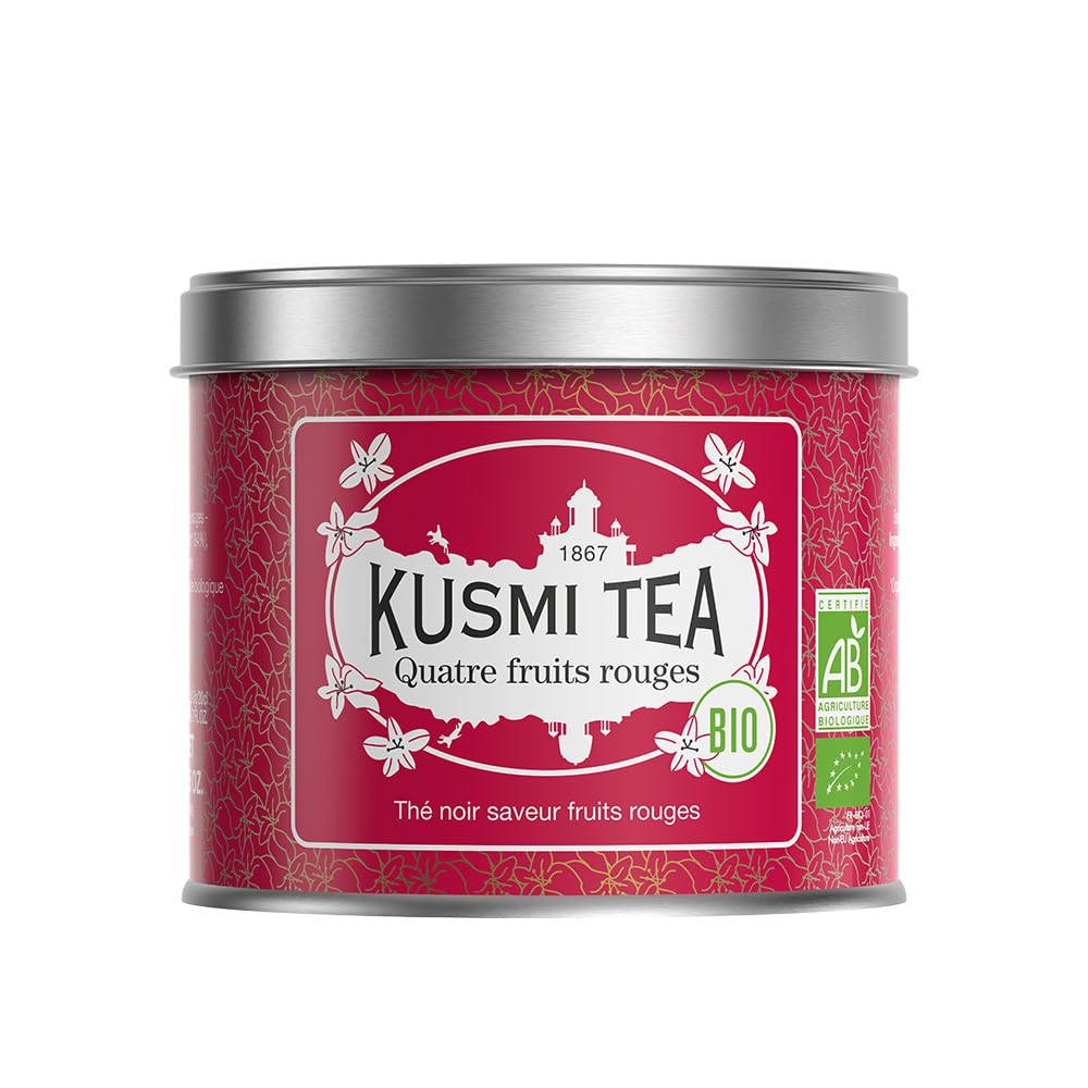 Kusmi Tea | Thé Noir Bio - Quatre Fruits Rouge Bio | Aromatisé aux Fruits Rouges