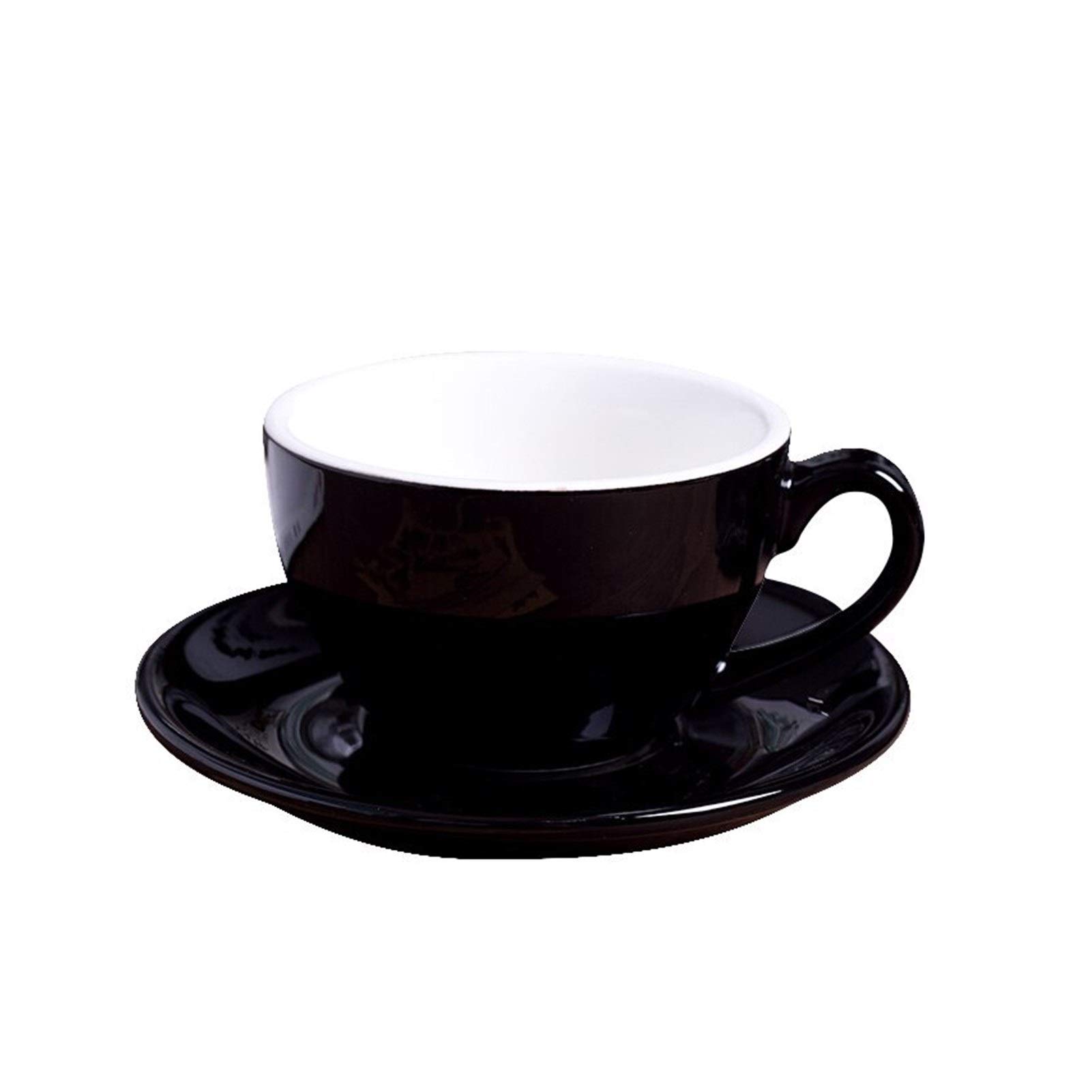 Gbzijie Women's Black Coffee Cup Set,Cups And Saucers 220Ml Modern Ceramic Coffee Cup Set Simple Cappuccino Cups For Latte Mocha Coffee Cup With Saucer(Black)