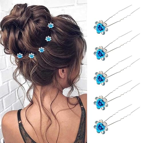 Miniatura 1 de Bartosi 5 horquillas para el pelo de boda con diamantes de imitación, con forma de U, horquillas para el cabello para fiestas de novia, mujeres,