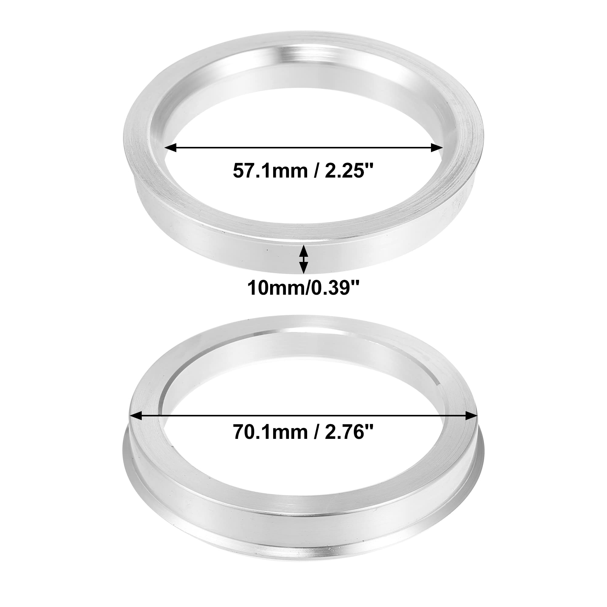 X AUTOHAUX 4 pezzi Anelli di centraggio per mozzi auto in lega di alluminio da OD 70,1 mm a ID 57,1 mm