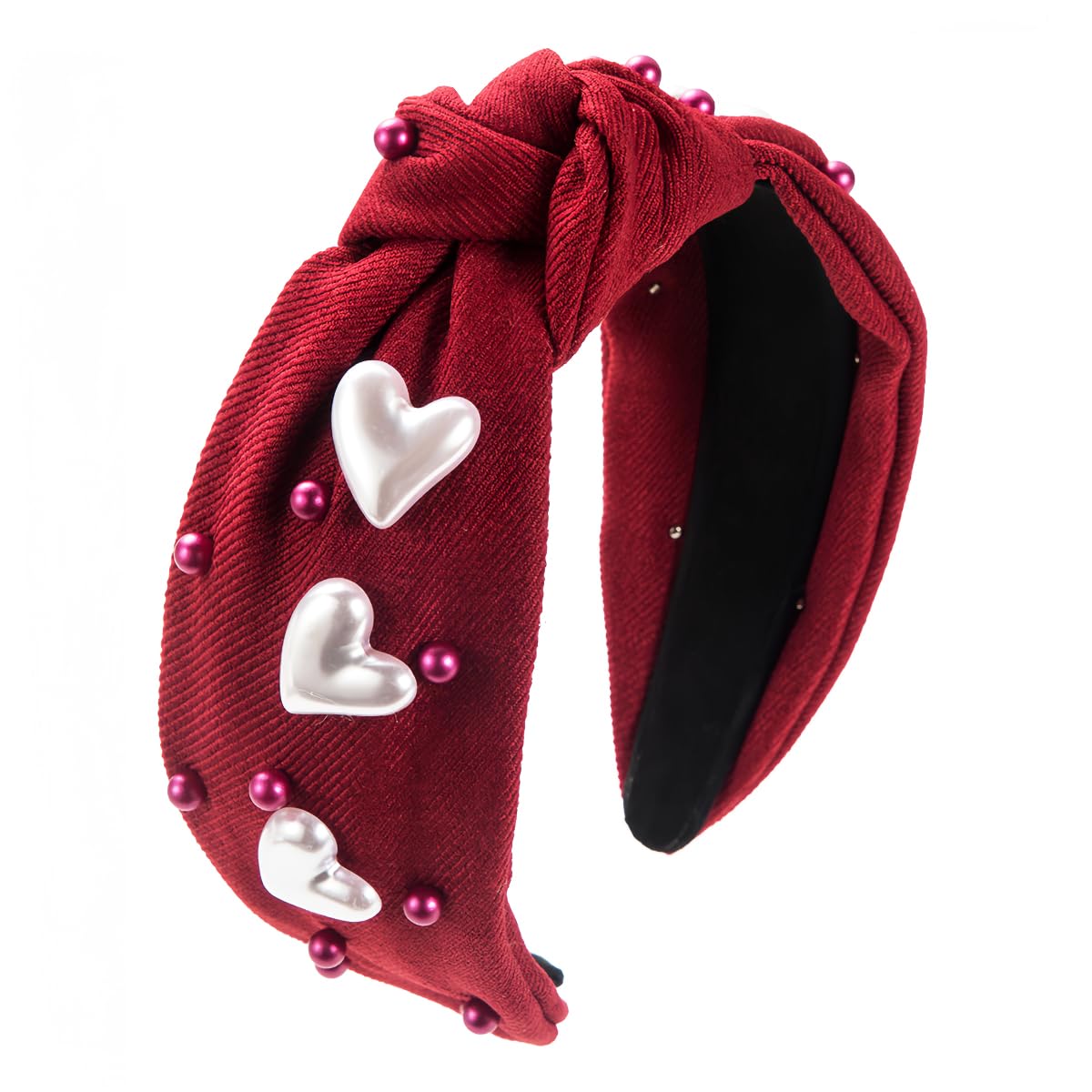 6 Piece Valentine Headband Set Knotted Design Pearl Accents Hair Accessories The cutest Valentine main image 2