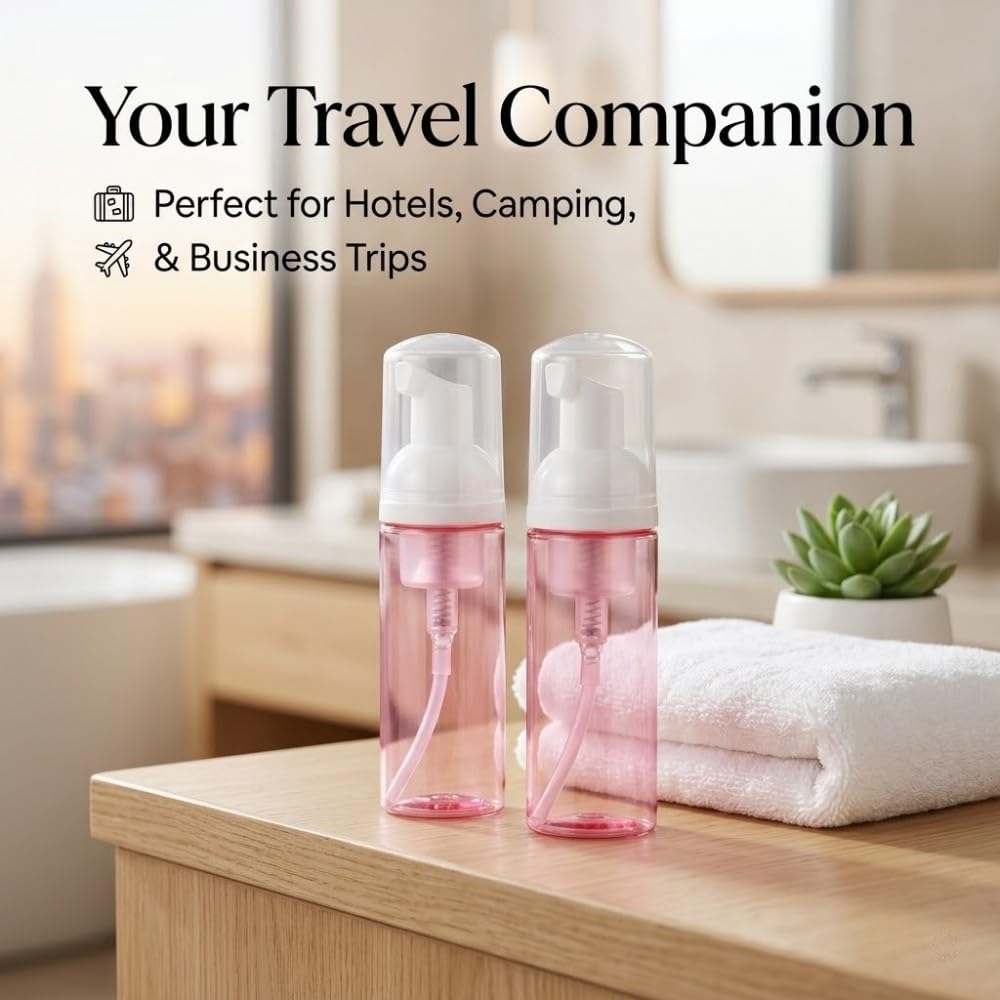 3 Pezzi Flaconi Dispenser Schiuma Vuoti, 60ml Boccette in Plastica PET con Pompa, Perfetto per Viaggi e Uso Quotidiano, Contenitori Ricaricabili e Ermetici