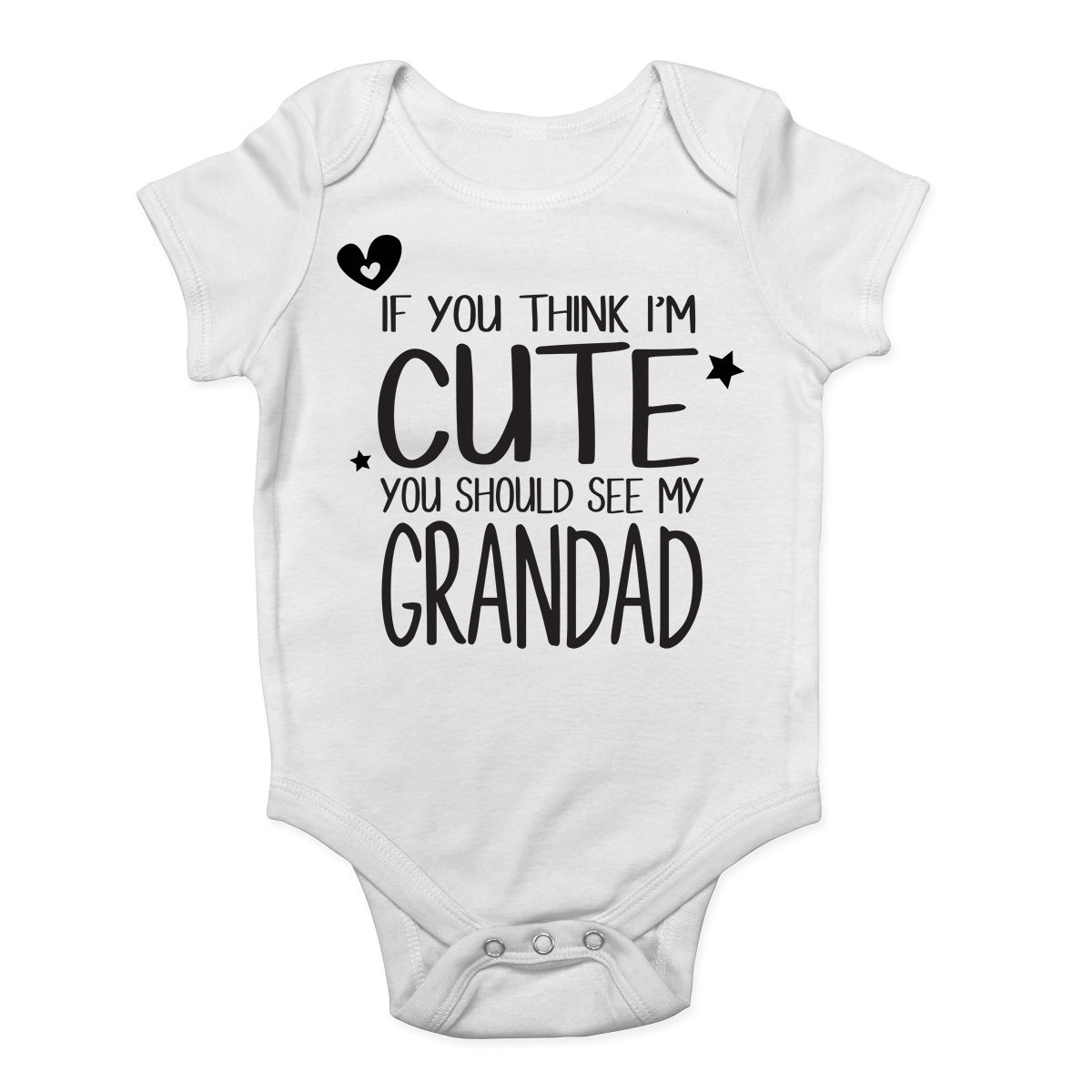 Shopagift Boys White If You Think I'm Cute You Should See My Grandad Cute And Girls Baby Vest Bodysuit