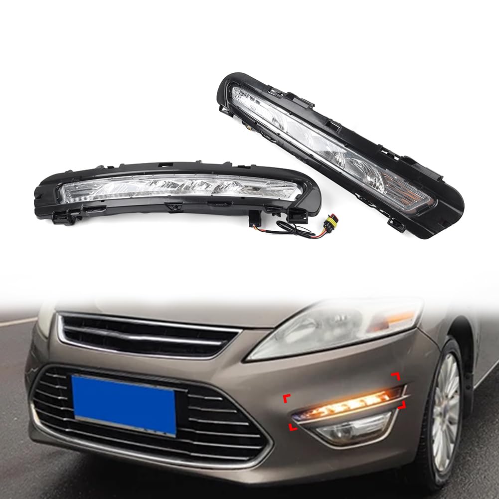 Cnswee6 2 Pcs Daytime Running Lights Front Fog Light Driving Lamps ABS White/White for Ford Mondeo 2011-2013