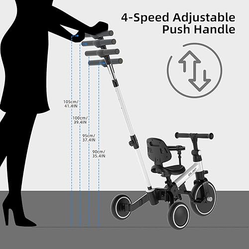 Miniatura 6 de Glaf Triciclo para niños pequeños de 1 a 3 años, triciclos de bicicleta con mango de empuje de 2 a 4 años, bicicleta de equilibrio para niños y