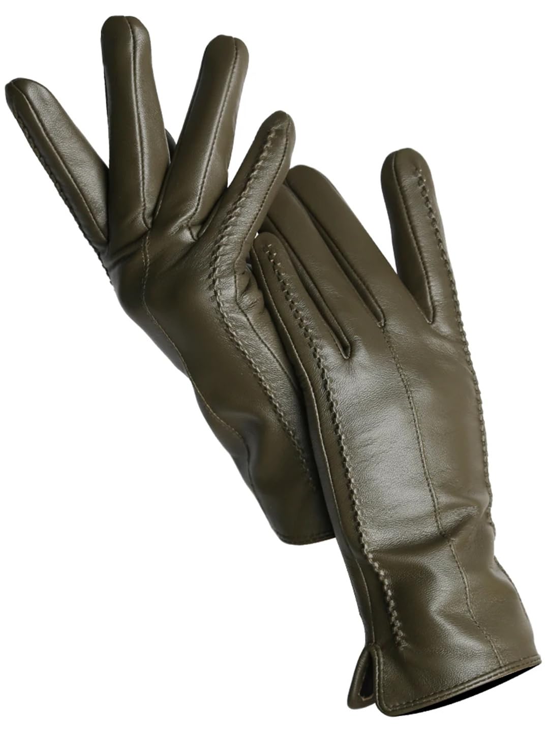 Guanti da donna in pelle di pecora invernali caldi corti sottili touch screen guida guanti in pelle da donna