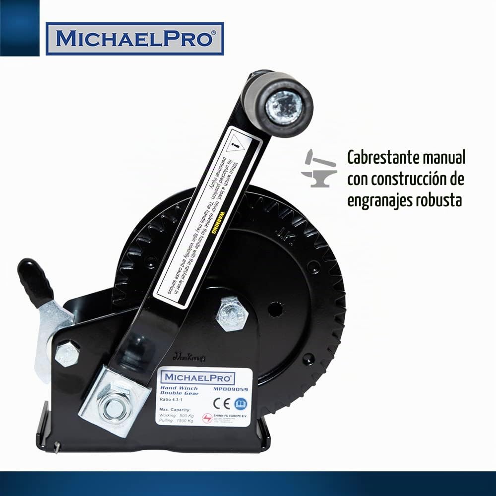 MichaelPro MP009059 - Cabrestante manual (1500 kg)