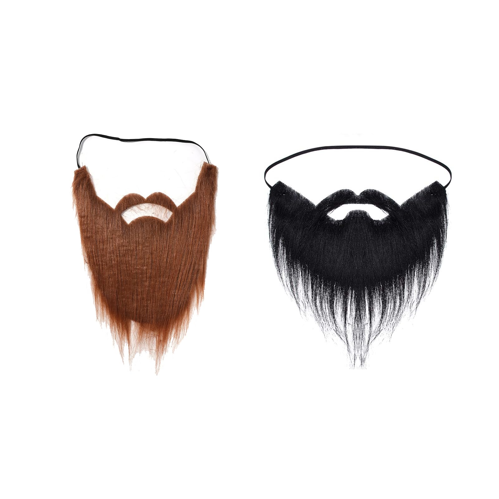 NVTEGR 2cs Fake Beard, Fake Beards, False Beards & Moustaches, False Beard Adjustable Elastic Rope for Party Cosplay Supplies for Festival Party Costume & Christmas Supplies Decorations, Black Brown