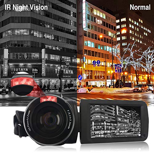 4K Camcorder Video Camera for YouTube Ultra HD 4K 48MP 18X Digital Zoom Camcorder with Microphone Remote Control 3 inch Touch Screen and 2 Batteries