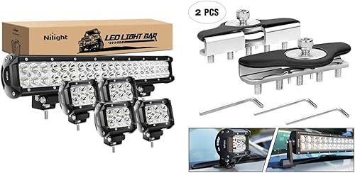 Nilight - ZH003 - Barra de luz LED combinada de 20 pulgadas 126 W 4 unidades de 4 pulgadas y 18 W luces antiniebla 2 años de garantía y soportes de