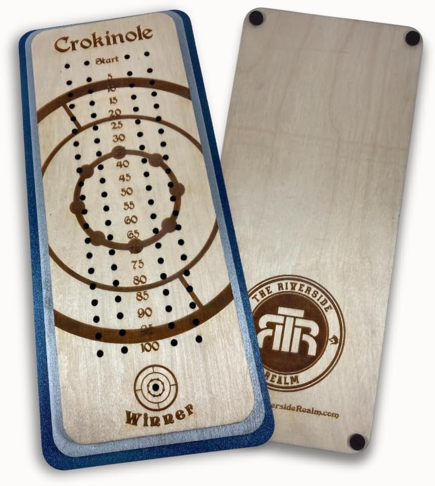 Wooden Crokinole Score Card for Table Games & Family Fun: Perfect for 4 Players. Compatible with your Crokinole Board Game or even Tabletop Shuffleboard & More Bar Games for Adults Indoor