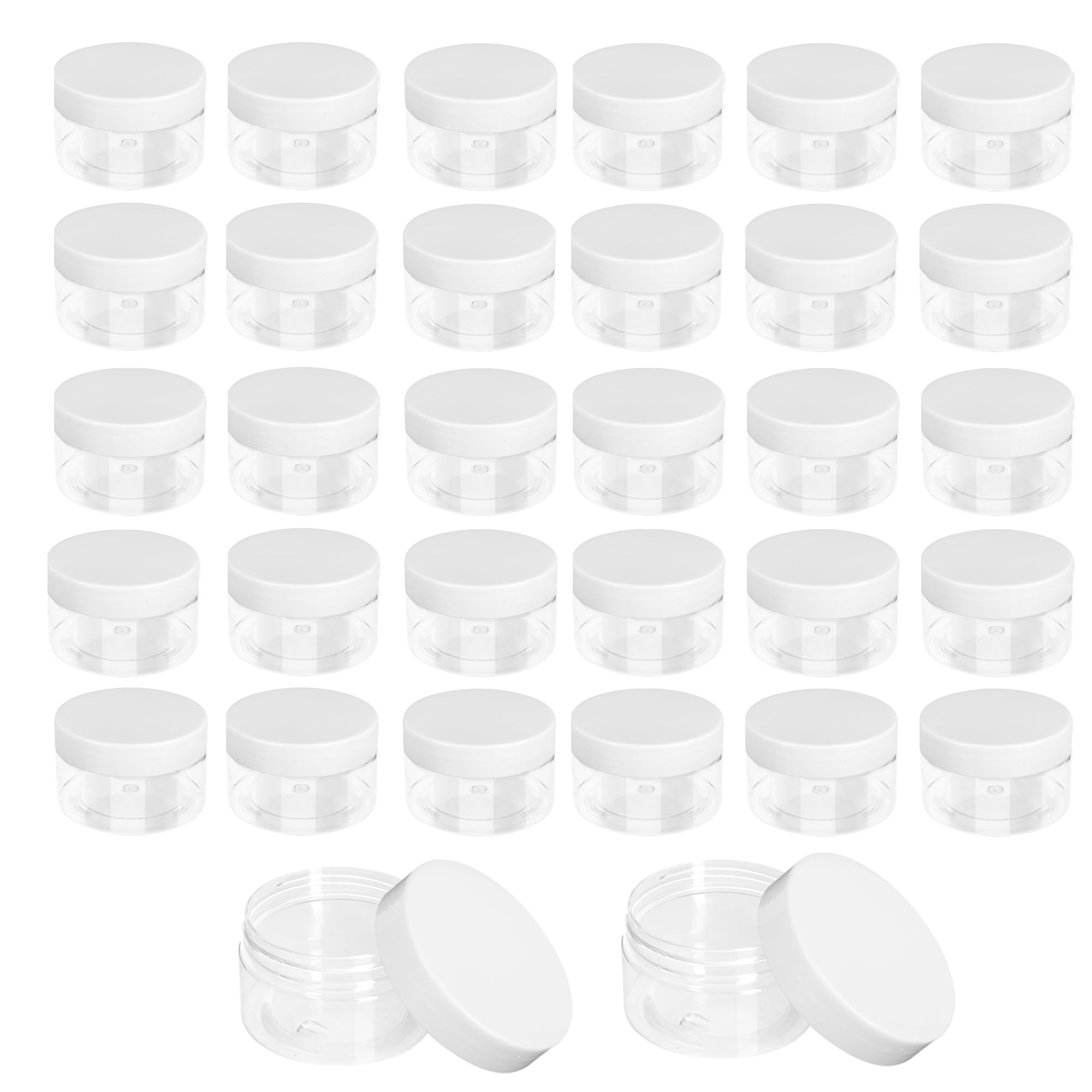 Ykukizee White Lid 30 Pack Small Plastic Jars With S 100 Ml, Empty Clear Plastic Storage Containers Jars With Screw Lids, Wide Mouth Round Slime Containers For Spices Diy Craft Bean Grain Bead Kitchen