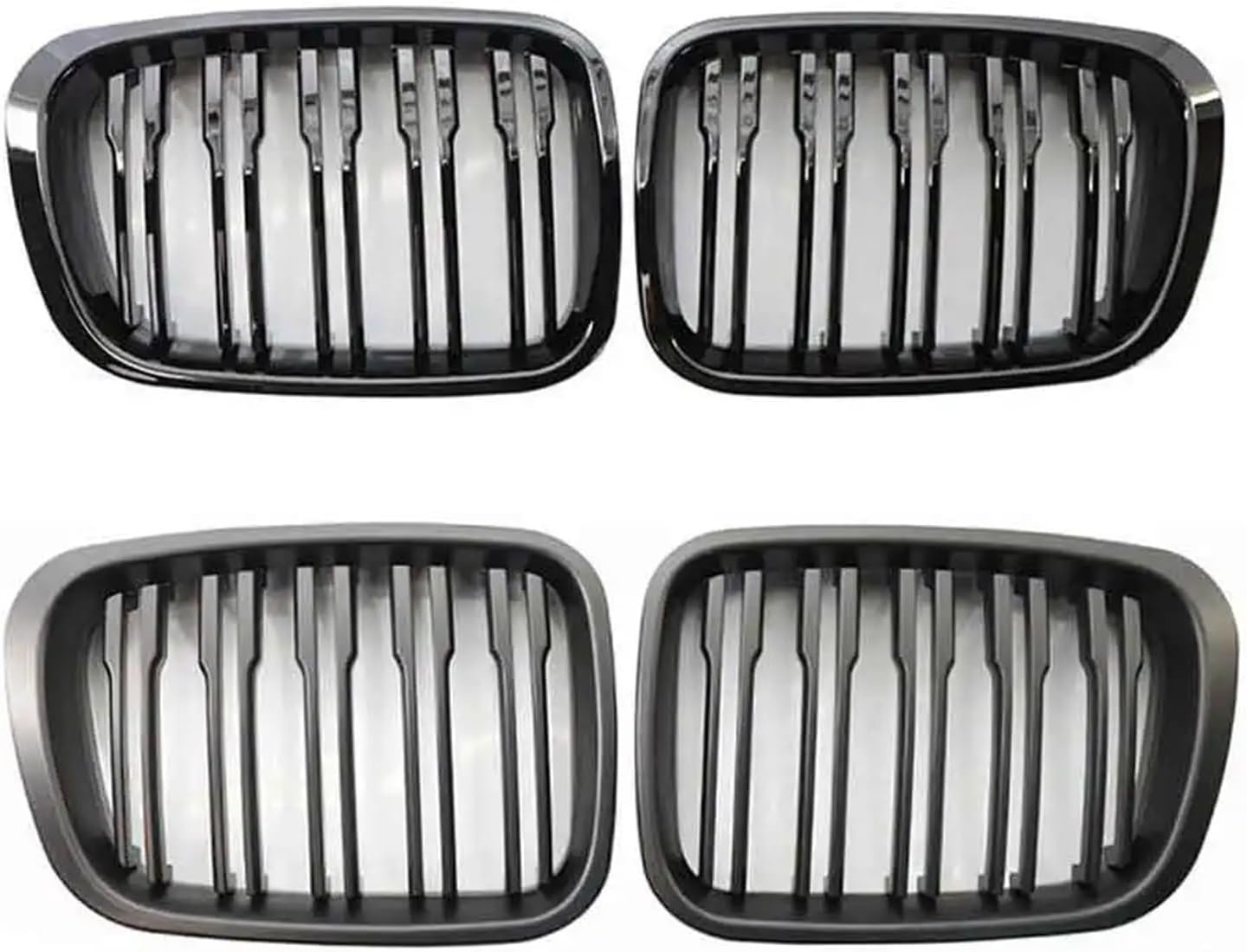 Matte Black Style Front Kidney Grille Slat Style Grill Compatible with BMW E46 4 Doors 1998 1999 2000 2001 Car Styling(Matt Black)