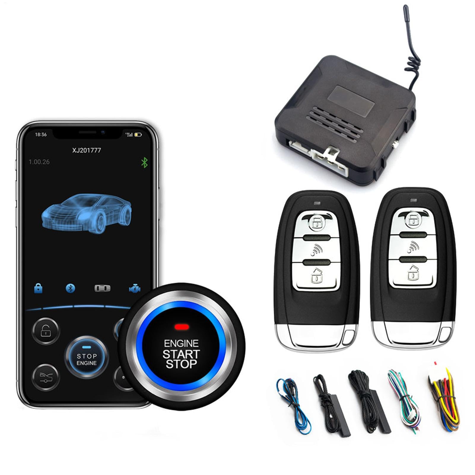 Push Per Iniziare Il Kit Di Accensione | Di Avvio Di Spinta Senza Chiave Passiva, Per Auto Con Pulsante A Pressione Remoto, Allarme Per Auto Di Controllo Del Telefono Cellulare Wireles