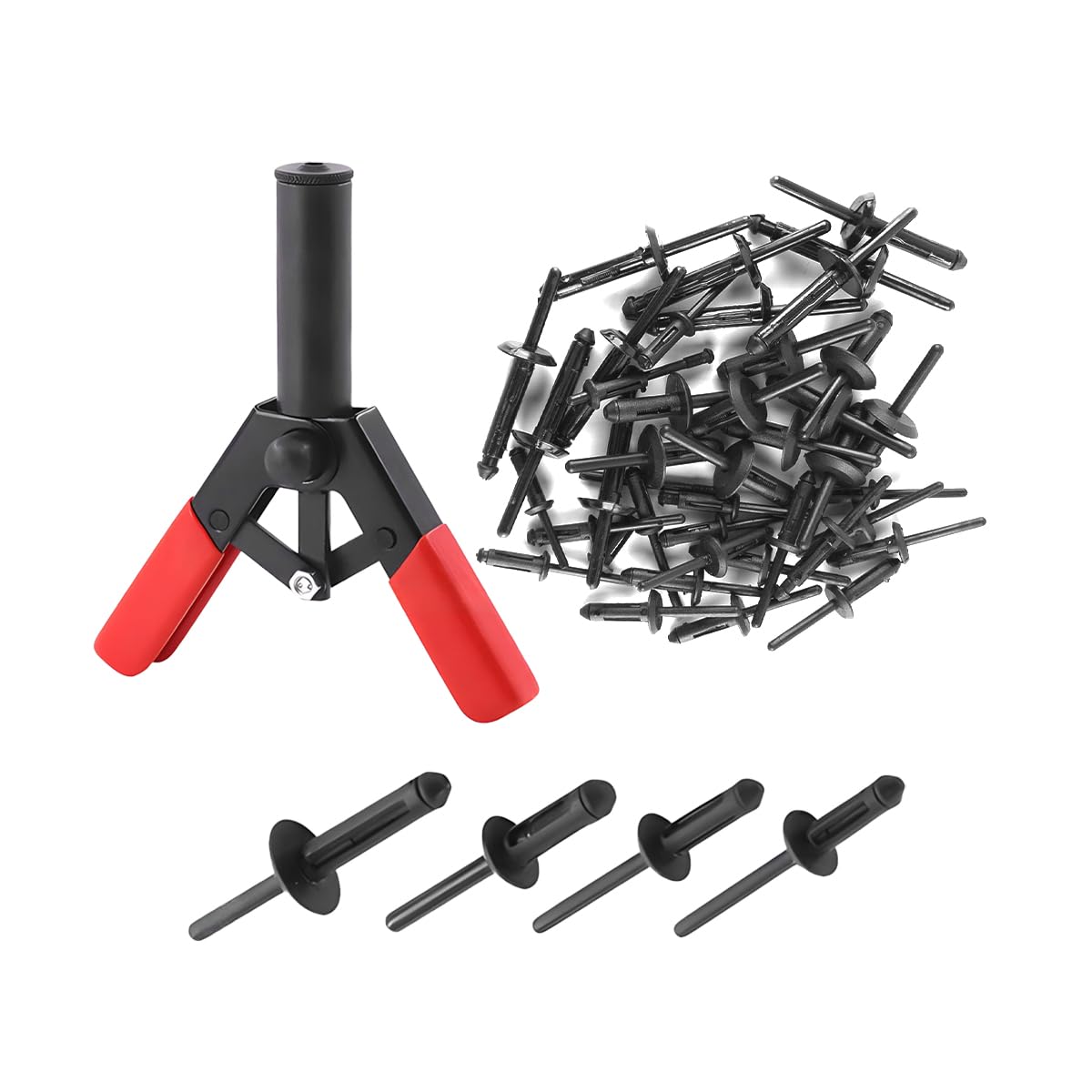 Zpana Car Rivet Gun Quick Set, Vehicle Riveting Hand Tool with 40PCS 4 Sizes Asorted Blind Rivets, Automotive Riveter Accessories for Fastening Door Panels, Universal for SUV, Sedan, Truck