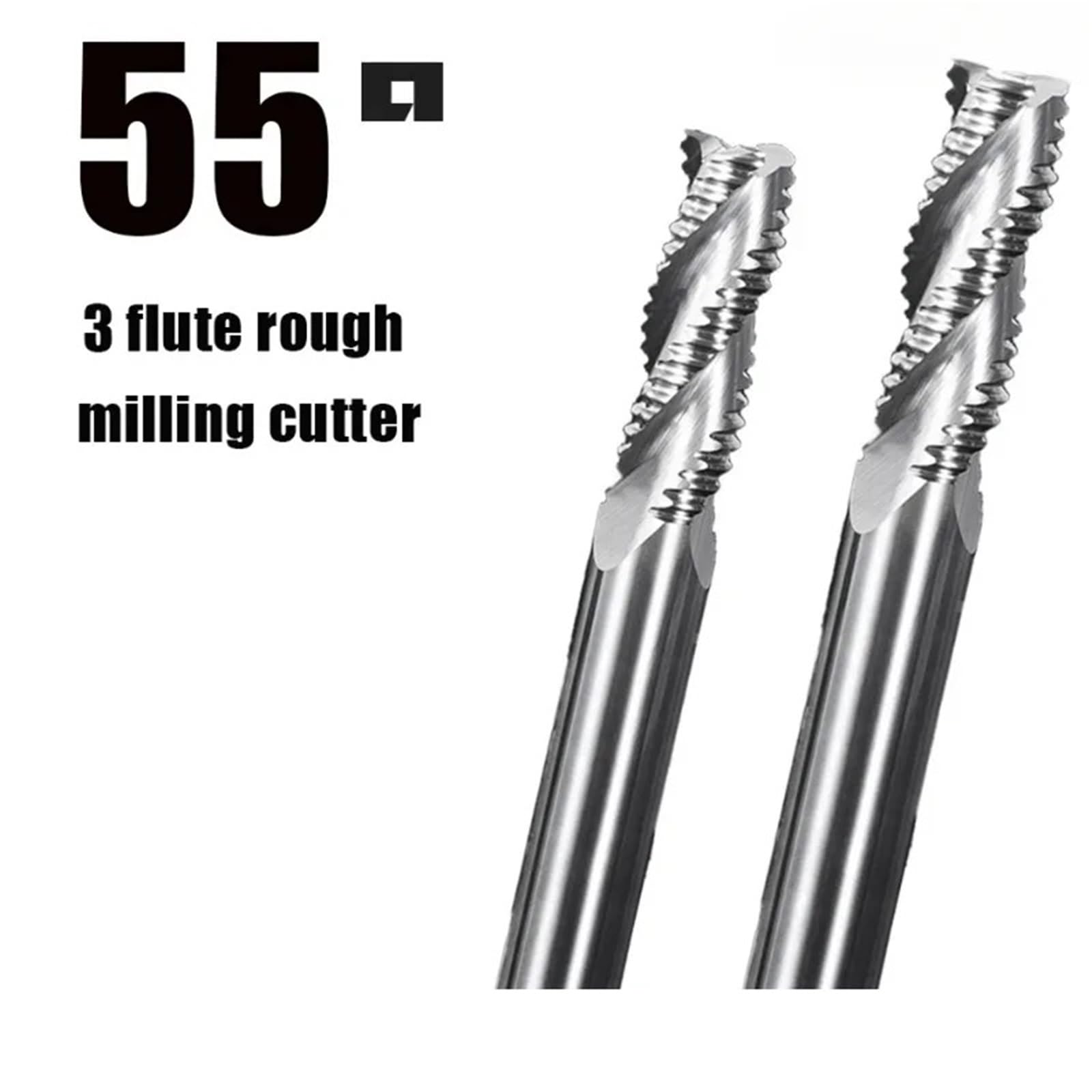 Schruppfräser aus Hartmetall, 3 Schneiden, for Metall- und Aluminium-CNC-Maschinen, 4 mm bis 20 mm,DIY-Werkzeug(12XD12X45X100L)