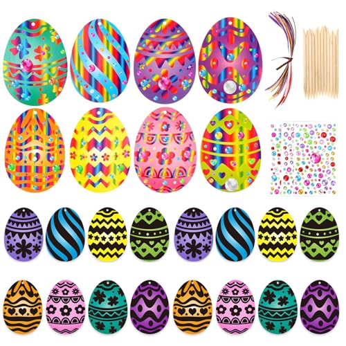 24Pcs Pascua Scratch Art Niños, Artesanías de Pascua para Jóvenes, Paquete de Diversión Multifuncional con Diseño de Huevo de Pascua, Manualidades y Scratch Art para una Experiencia Creativa y Festiva