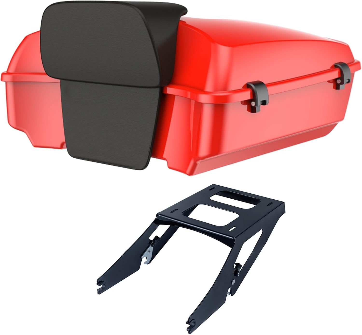 Advanblack Vivid Black Razor Tour Trunk Pack Touring Pak Mounting Rack Fit for Harley M8 Low Rider/S/ST, Sport Glide