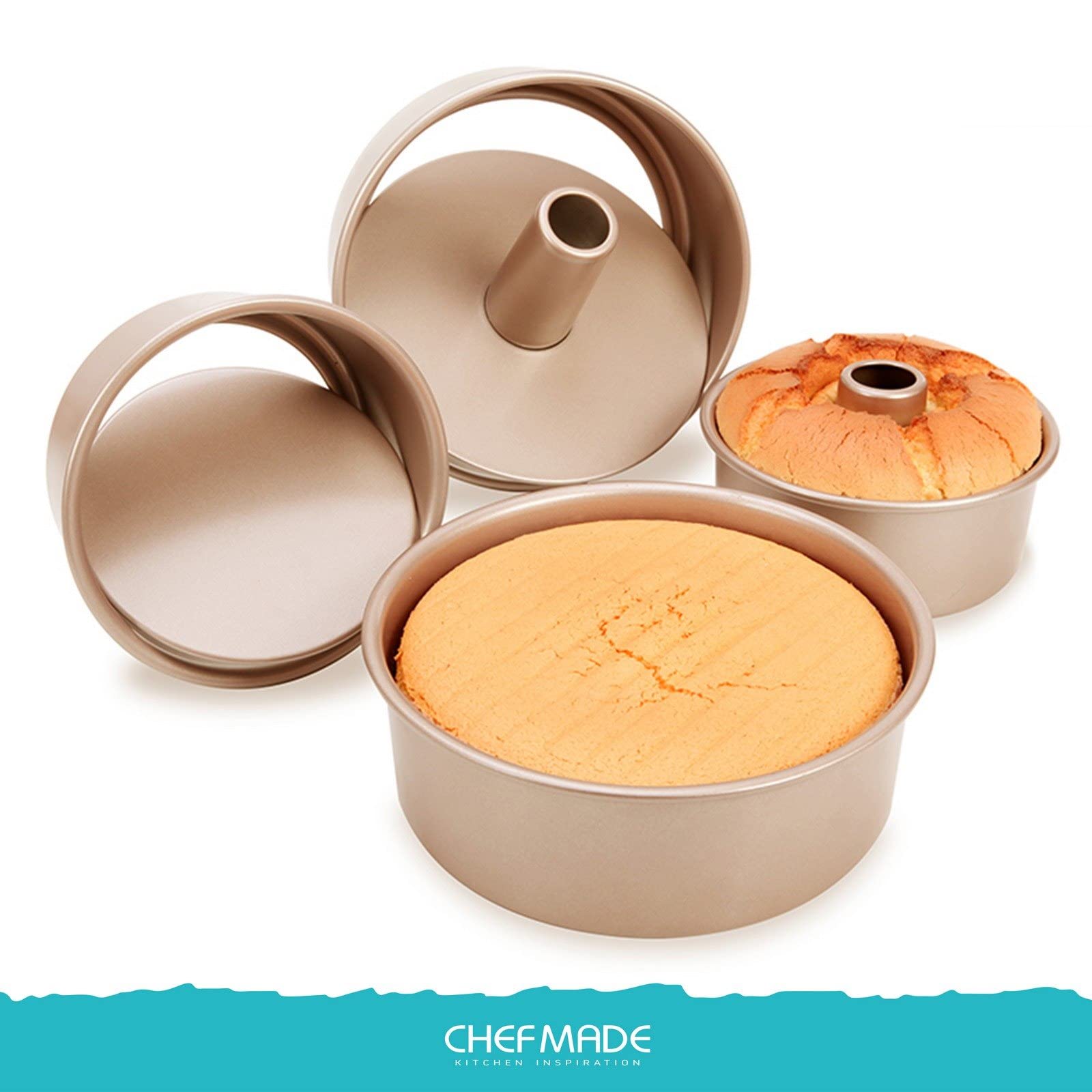 CHEFMADE Runde Kuchenform 15,2 Cm Mit Losem Boden - Antihaft, Karbonstahl, Für Ofen & Backen (Champagner Gold)