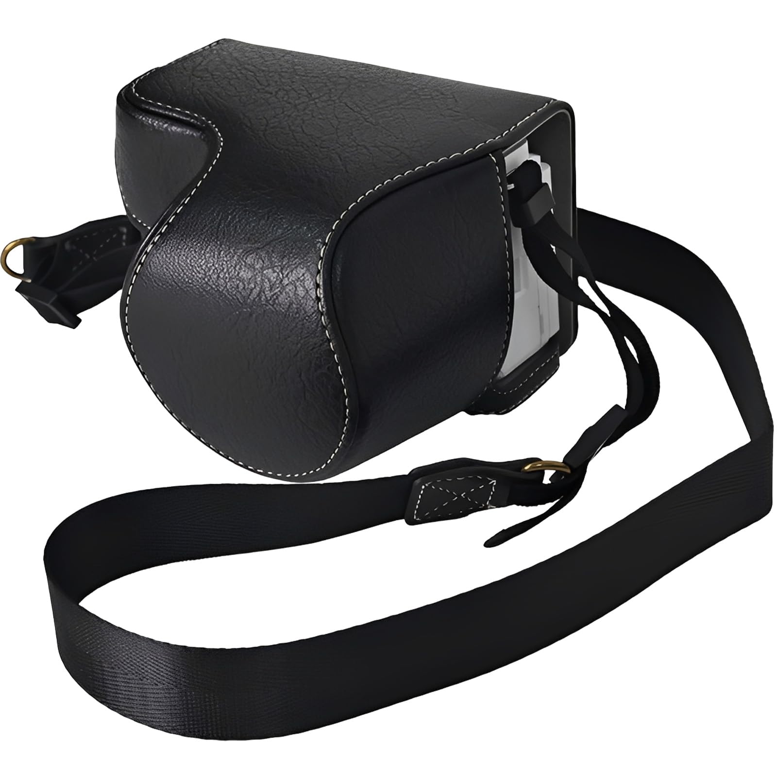 Ochronne etui na aparat kompatybilny z aparatem Sony Alpha ZV-E10 II ZVE10 II, niestandardowa torba ze skóry PU z regulowanym paskiem na ramię, kompaktowa torba do przenoszenia, Czarny, 4×3×2