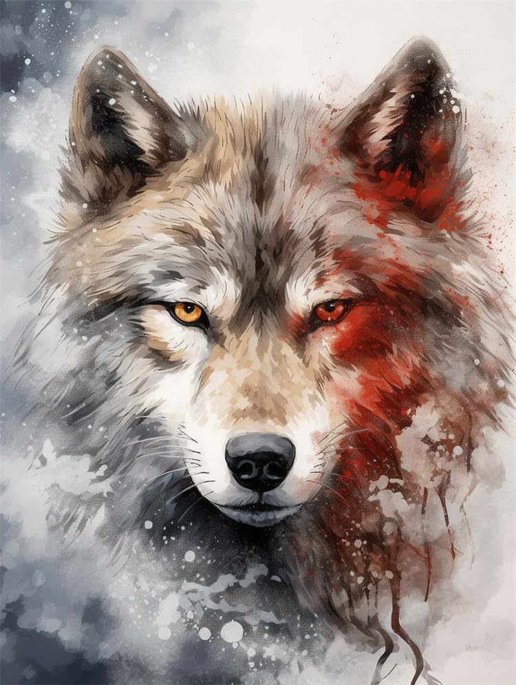 Ensemble de broderie loup créatif : une toile perlée haut de gamme