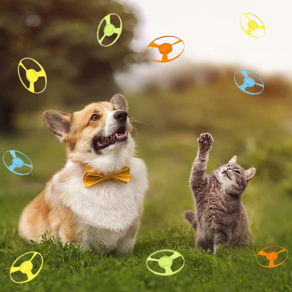 LAPOHI 14-teiliges Katzen-Apportierspielzeug mit bunten fliegenden Propellern, interaktives Spielzeug für Kätzchen, Jagd, Training, Jagd