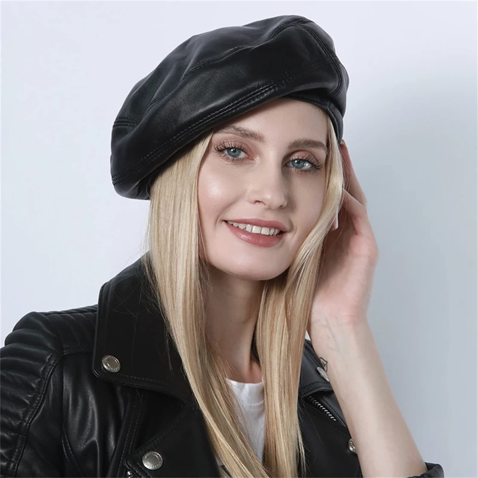 sizeL ブラックサイン ホースレザー ハラコ ベレー帽 帽子 本革 Amazon.co.jp: 女性の革の帽子 レディースベレー帽ブラックプレミアム
