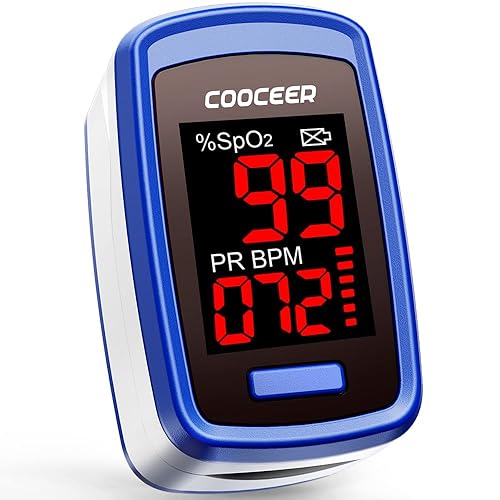 Oxímetro de pulso de dedo medidor de oxígeno O2 monitor de satélite COOCEER para oxígeno medidor de oxígeno en sangre dedo oxímetro digital rojo