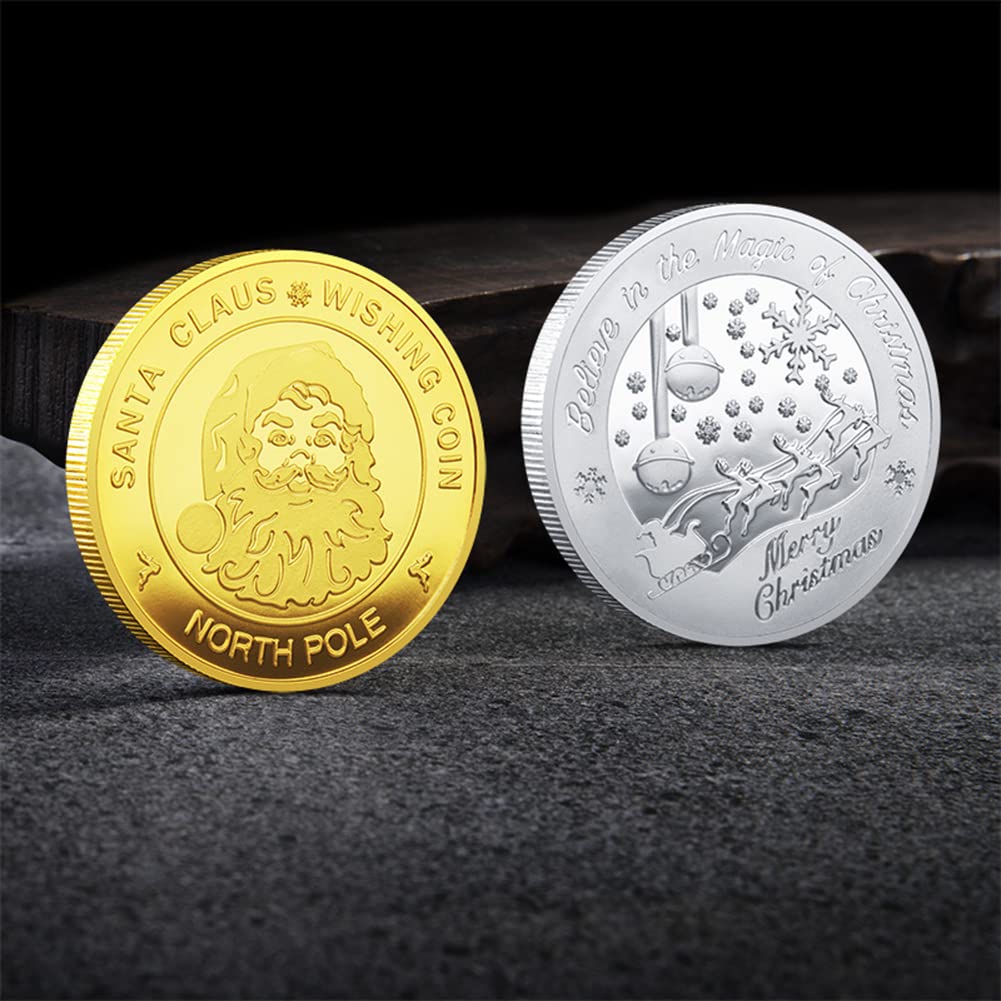NUOVA moneta dei desideri di Babbo Natale da collezione moneta souvenir placcata in oro collezione North Pole regalo moneta commemorativa di buon Natale  15