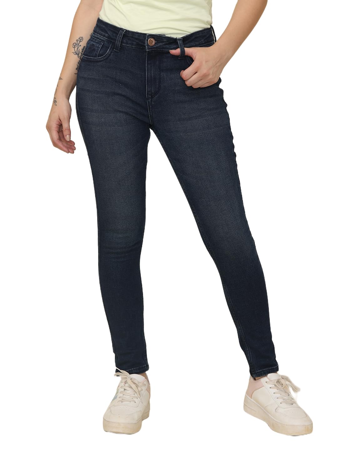wearhouse Women's Light Faded Mid Raise Jeans Trouser Skinny Fit,Blue-picture-37