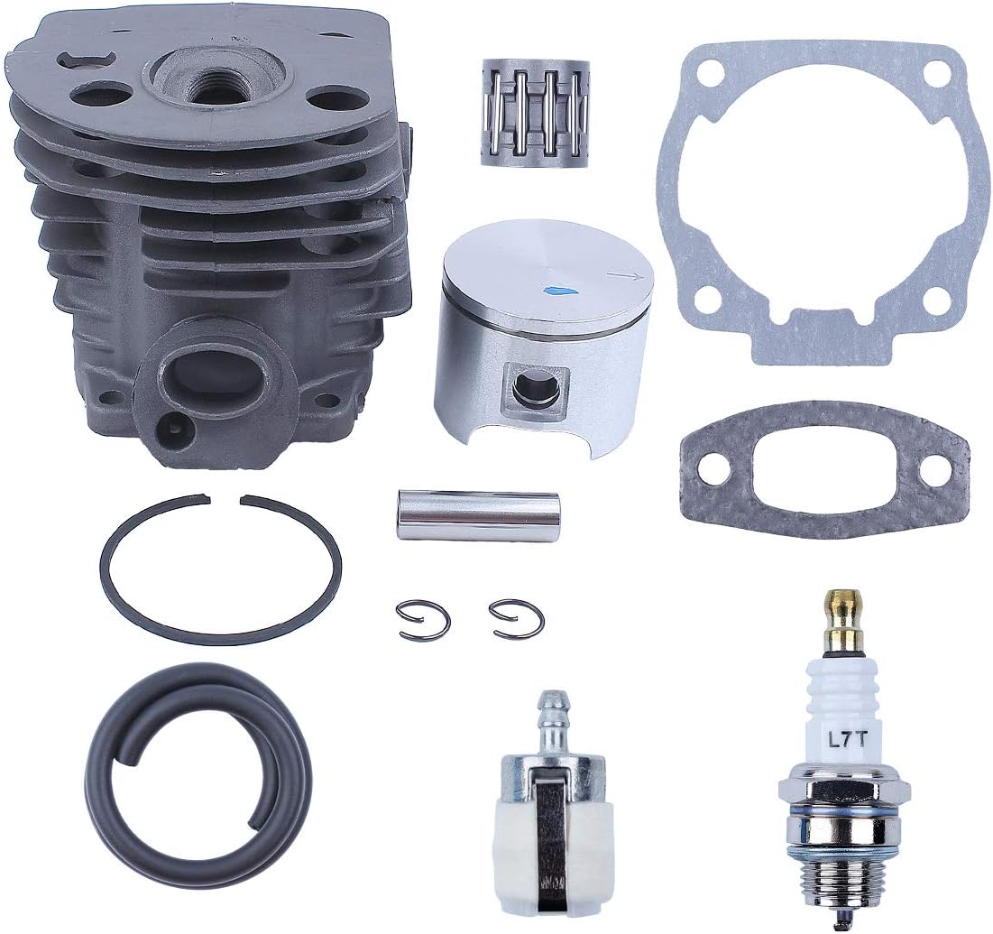 Haishine Haishine Nikasil Plated Cylinder Piston Bearing Kit for Husqvarna 51 55 Rancher (46mm) Chainsaw Fuel Filter Line Gasket 503 16 91-71
