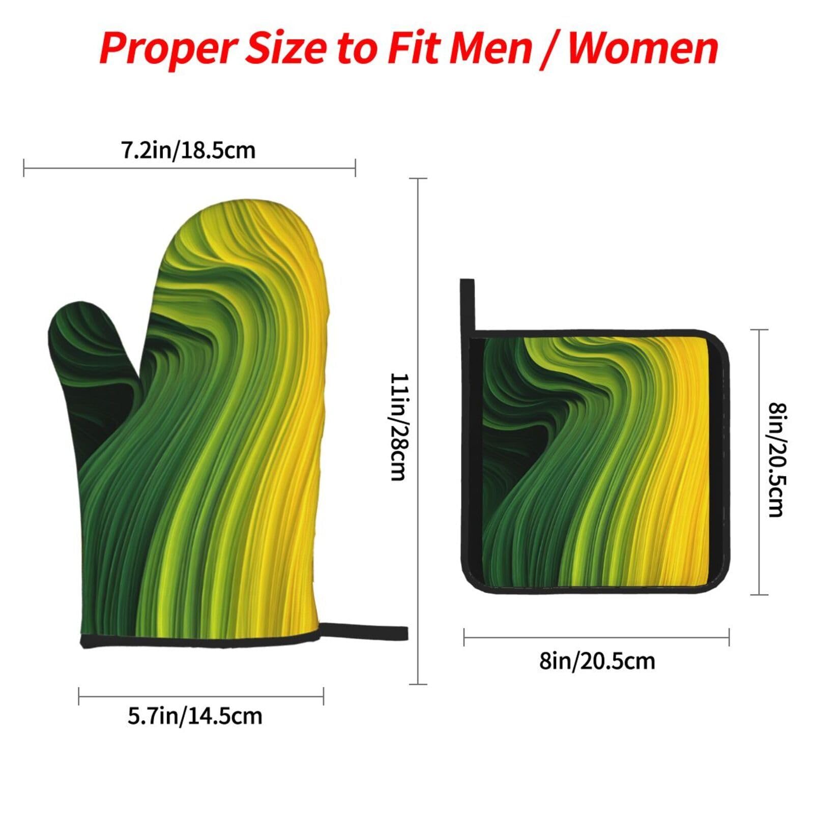 guanti barbecue Strisce Verde Chiaro guanti forno,resistenti al calore, antiscivolo, spessa e sicura Cucina al barbecue