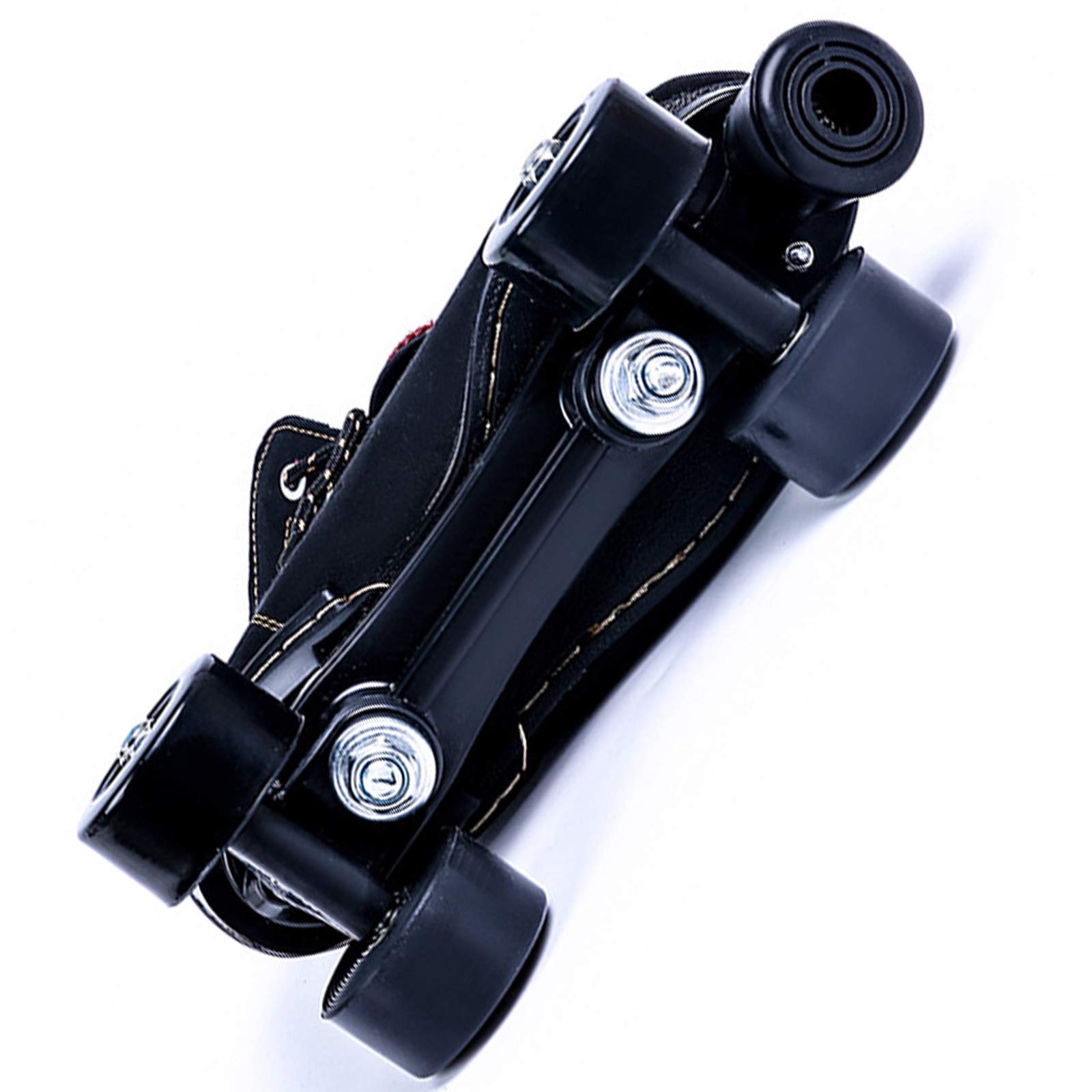 Patines Artísticos Clásicos, Patines Retro 4 Ruedas con Rueda de PU y Parte Superior de Piel de Vaca para Niños, Jóvenes, Niñas, Niños, Adultos, Hombres y Mujeres (Negro)