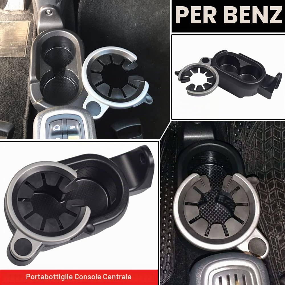 Portabicchieri per auto per Benz Smart Fortwo 451 2007 2008-2014 A4518100370 coppa della console centrale dell'auto (Nero)