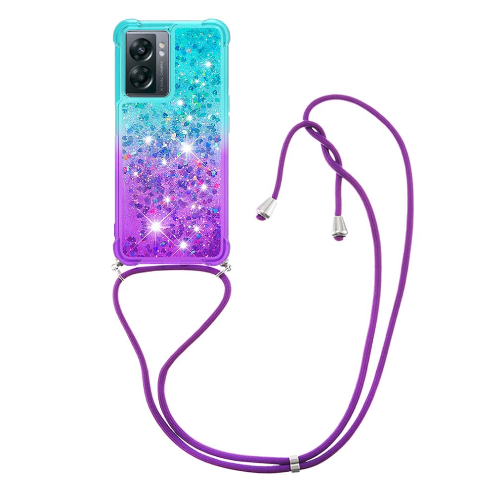 XINYEXIN Cover Glitter per Oppo A57s 4G / Oppo A57 4G, Custodia Bling Brilla Ultrasottile Trasparente Antiurto, Carino Scintillante con Donne e Ragazze - Blu