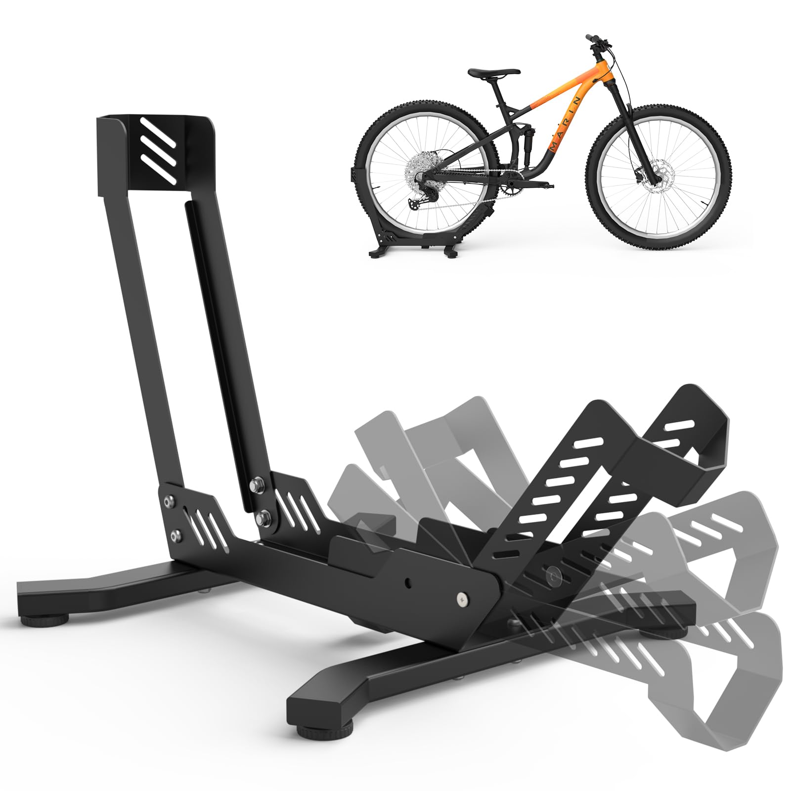 High Quality Bike Stand Floor, Sturdy Carbon Steel, Fit for 26"-29" Bikes, Tire Width up to 3.5", Indoor and Outdoor Storage Garage, Mtb/Dirt/Road/Mountain Bicycle Stand(Black) — image 1