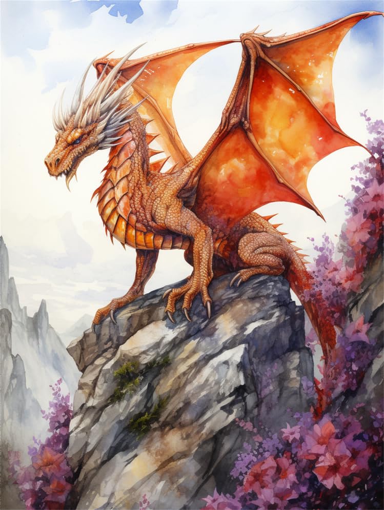 Kit broderie perles dragon aquarelle point de croix COKYIS 40x50cm